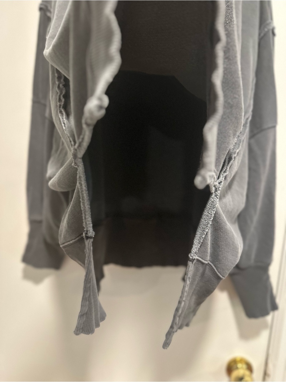 Free People We The Free SzL Gray Camden Sweatshirt Oversized Raw Hem Slouchy Top - Picture 6 of 16